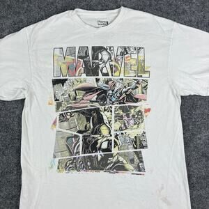 Marvel T-Shirt Mens M White Graphic Comic Avengers Thor Spider-Man‎ Vintage